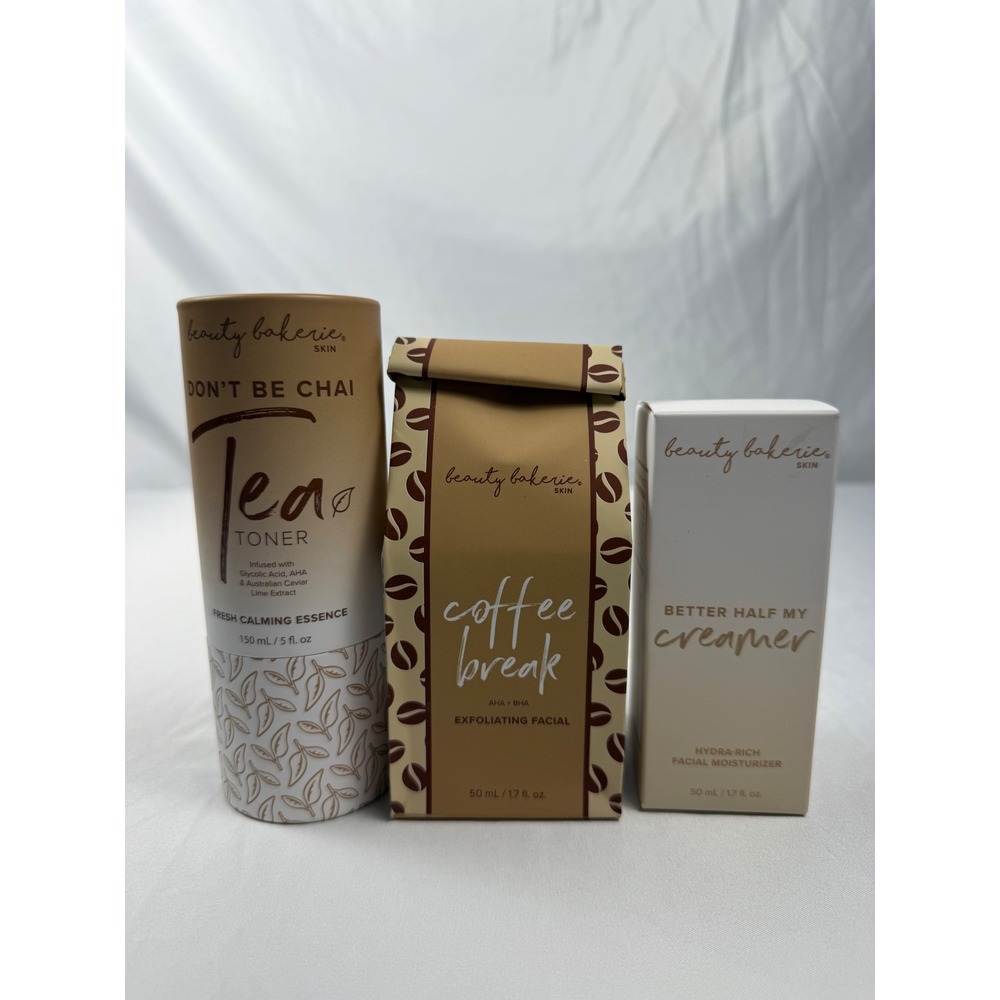 Beauty Bakerie Skin 3 Pc Bundle Toner Exfoliant Moisturizer NIB